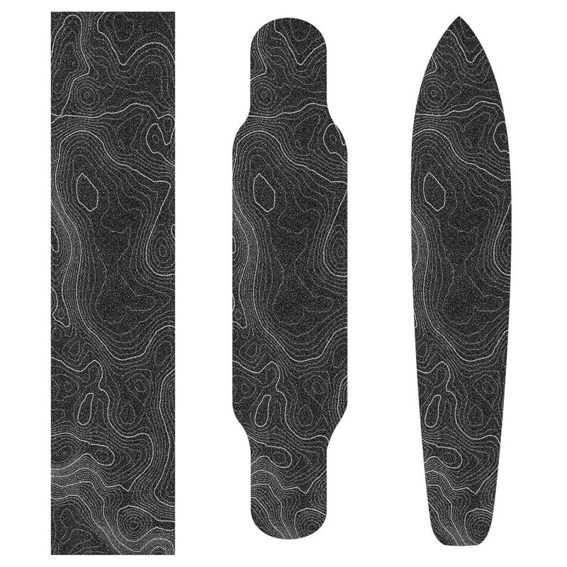 aportt Topographic Map Black Grip Tape With White Lines Contour Geographic Skateboard 33x9 Inch Non-Slip Sandpaper for Longboard Roller Board Stair Treads - Image 3